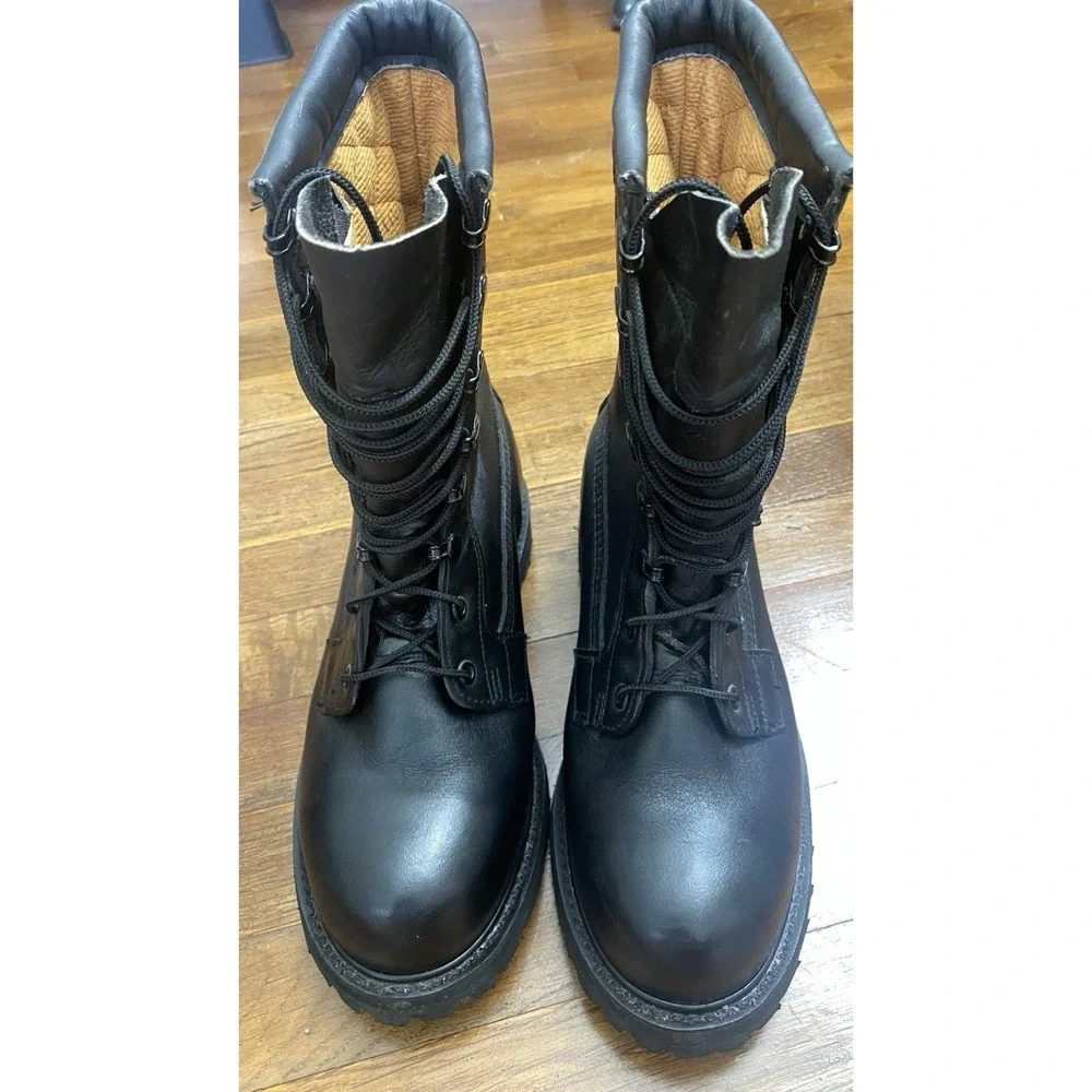 Vintage US Military Vibram Field Combat Boots Black Leather Size 8 W Insulated